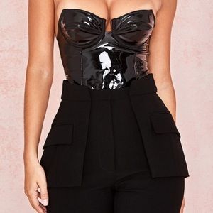 House of CB- BLACK PATENT VINYL BODYSUIT